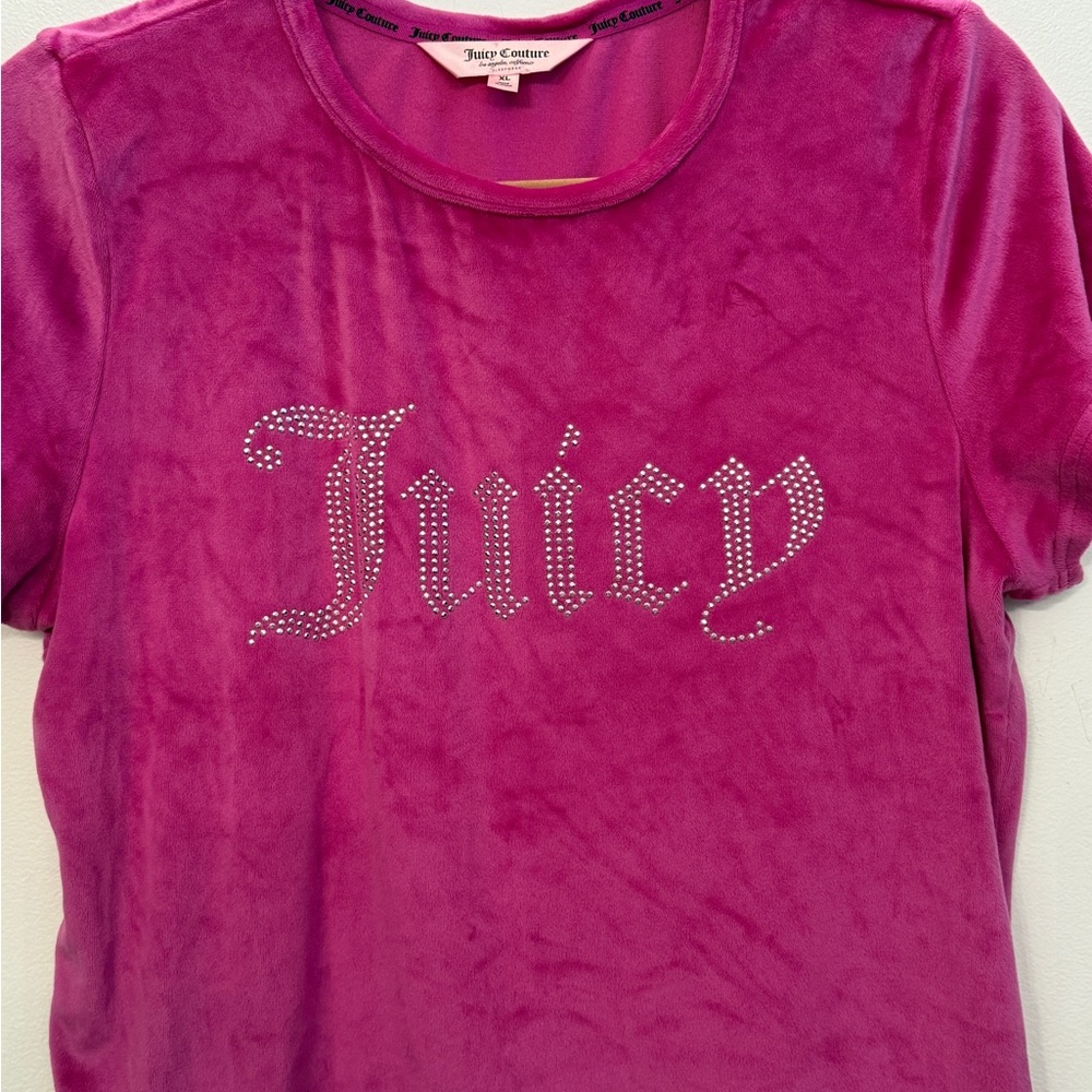 Juicy Couture Velour Sleepwear Set - Pink/Magenta - XL - Rhinestone Logo